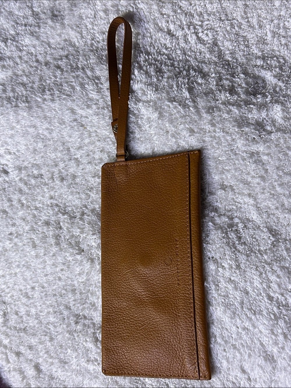 POVERTY FLATS by rian Cognac Brown Leather Wristlet Clutch